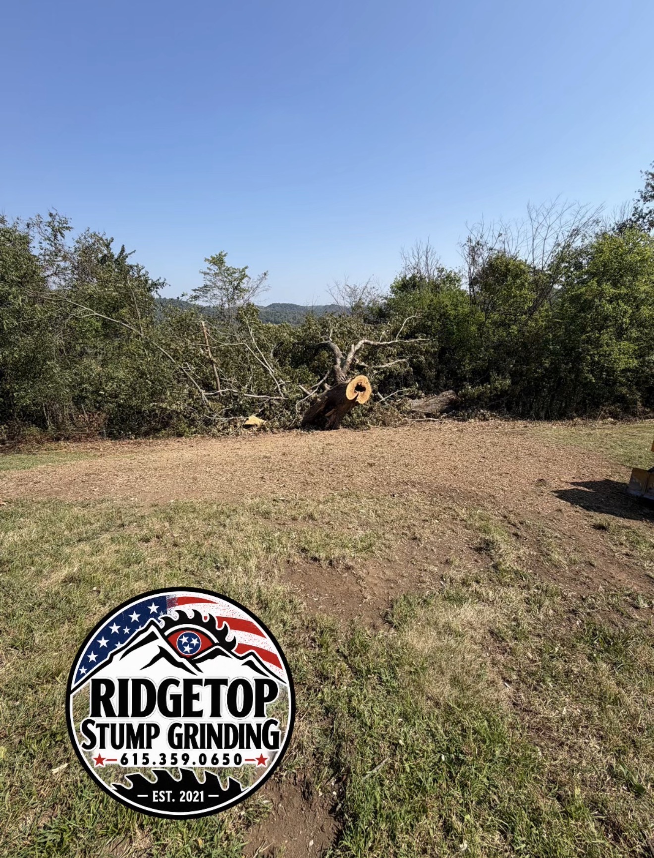 RidgeTop work area after grinding